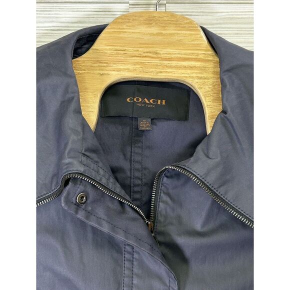 Coach Hadley Anorak Rain Zip Up Jacket Navy‎ Blue Casual Women's Sz Med